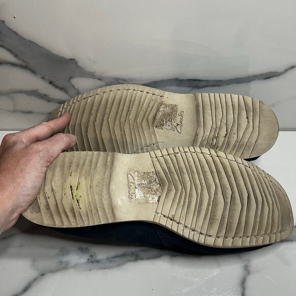 Clarks Noonan Cushioned Moccasins Loafers Slip-On Navy Suede Comfort Shoes 12 M - Picture 7 of 7